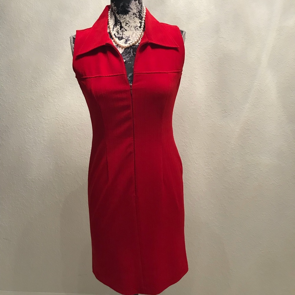 BETINA SPITZ Classic Zip up Red Dress WITH Pearls